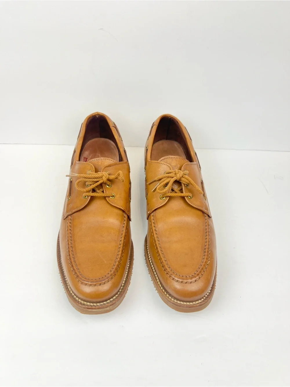 Vintage Allen Edmonds Clipper Boat Shoes Size 11.5 AAA Leather Tan Made In USA